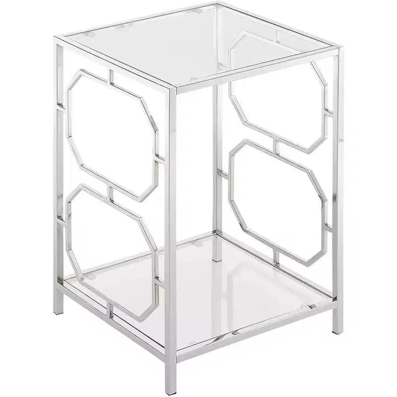 24 in.H Silver Color Rectangle Glass Table Top End Table