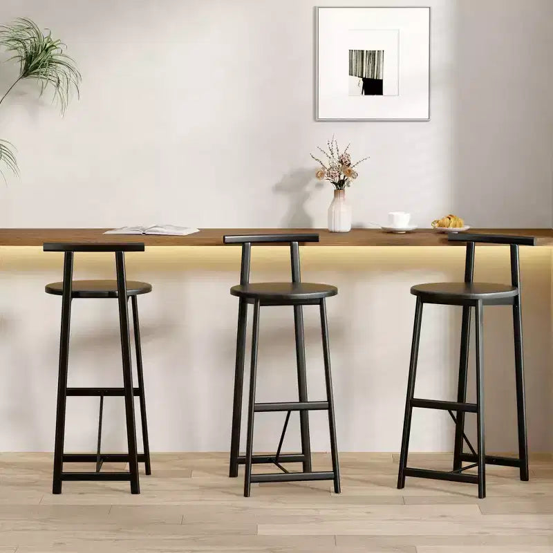 TUYOHW Counter Height Bar Stools Set of 3,Bar Chairs with Ergonomic Backrest & Steel Base,Armless Chairs for Kitchen Island,Home Bar,Dining Room