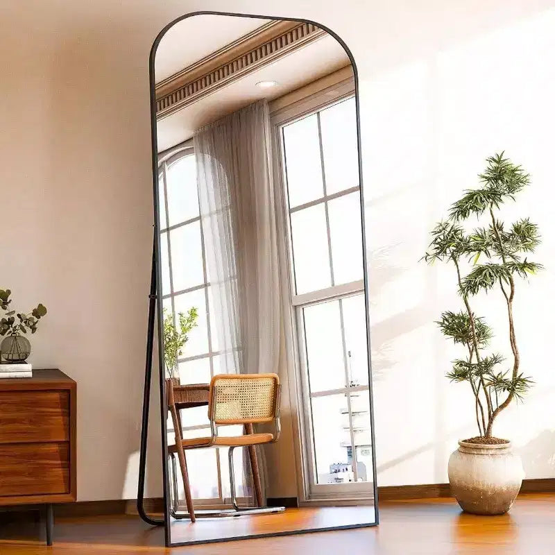 28x71 Black Full Length Mirror with Stand. A Large Full Body Mirror for Freestanding, Hanging, or Leaning