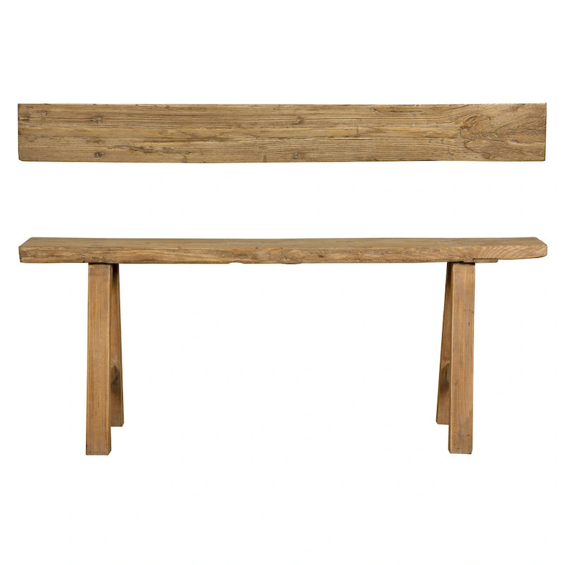 43 Inch Natural Wood Small Bench for Entryway Hallway or Patio