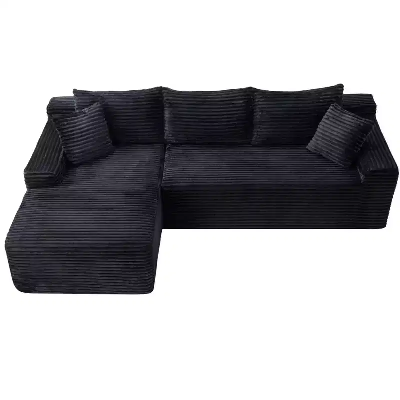 GDFStudio Faris Modern 95 2 Piece Sectional Upholstered Sofa with L-Shape Compressed Design