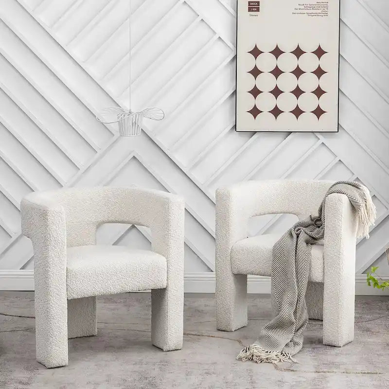 28 Wide Boucle Upholstered Square Armchair (Set of 2)