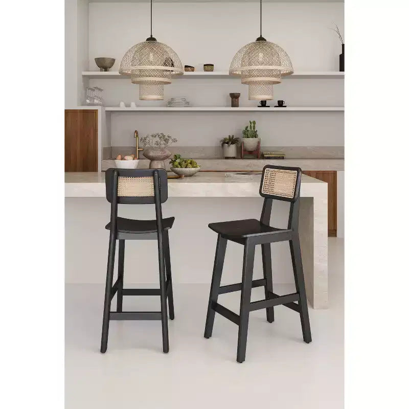 Set of 3 Versailles Wood Counter Height Barstools - Manhattan Comfort