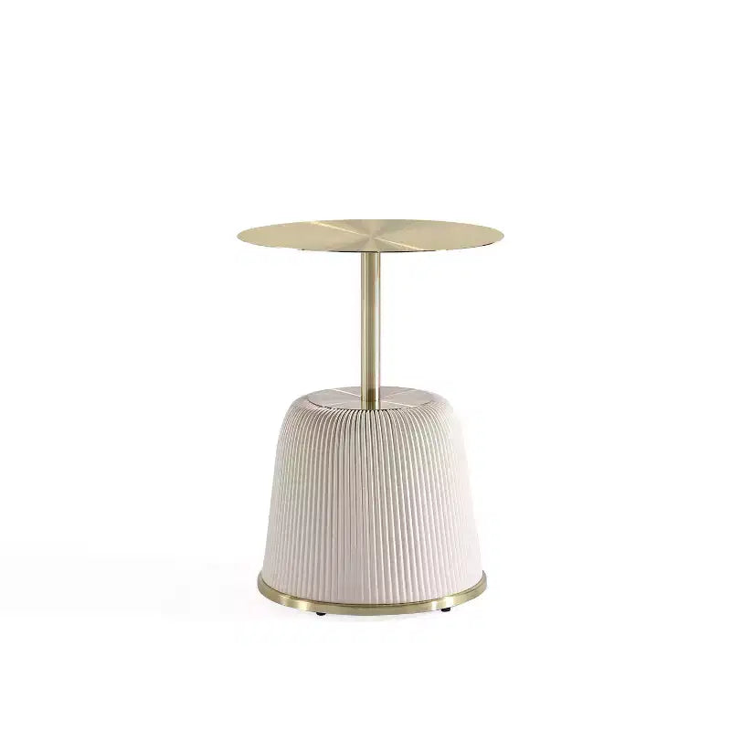 Manhattan Comfort Anderson Modern Leatherette Upholstered End Table with Gold Tabletop