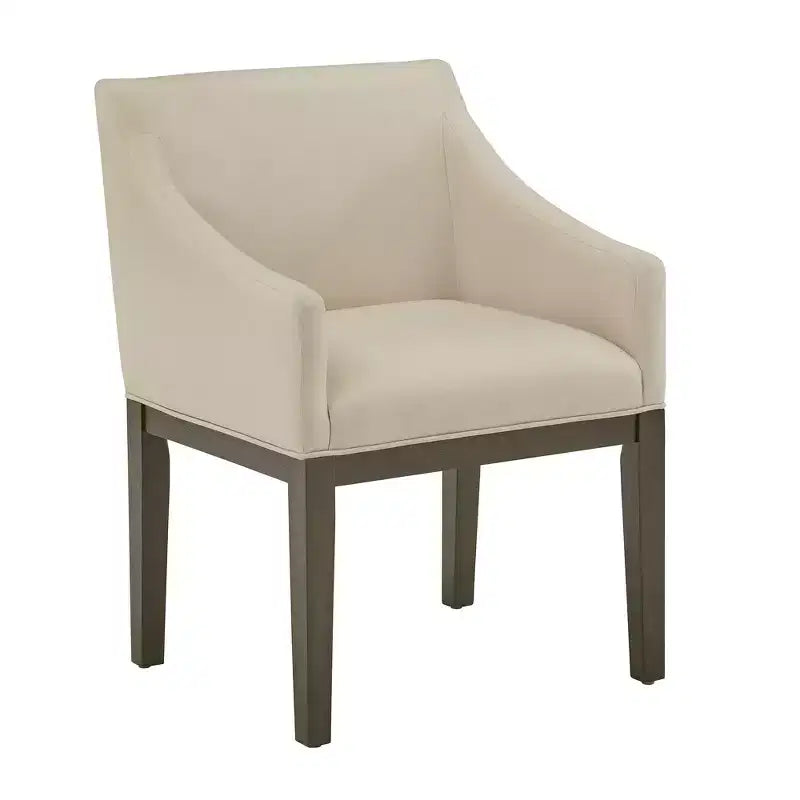 Bodo Weathered Grey Finish Fabric Slope Arm Dining Chair (Set of 2) - Weathered Grey/Beige - iNSPIREQ