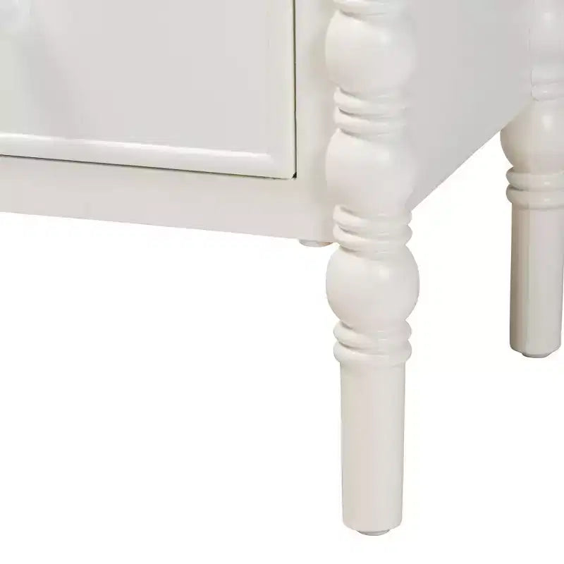 Baxton Studio Malinda Wood 2 Drawer End Table with Spindle Legs White