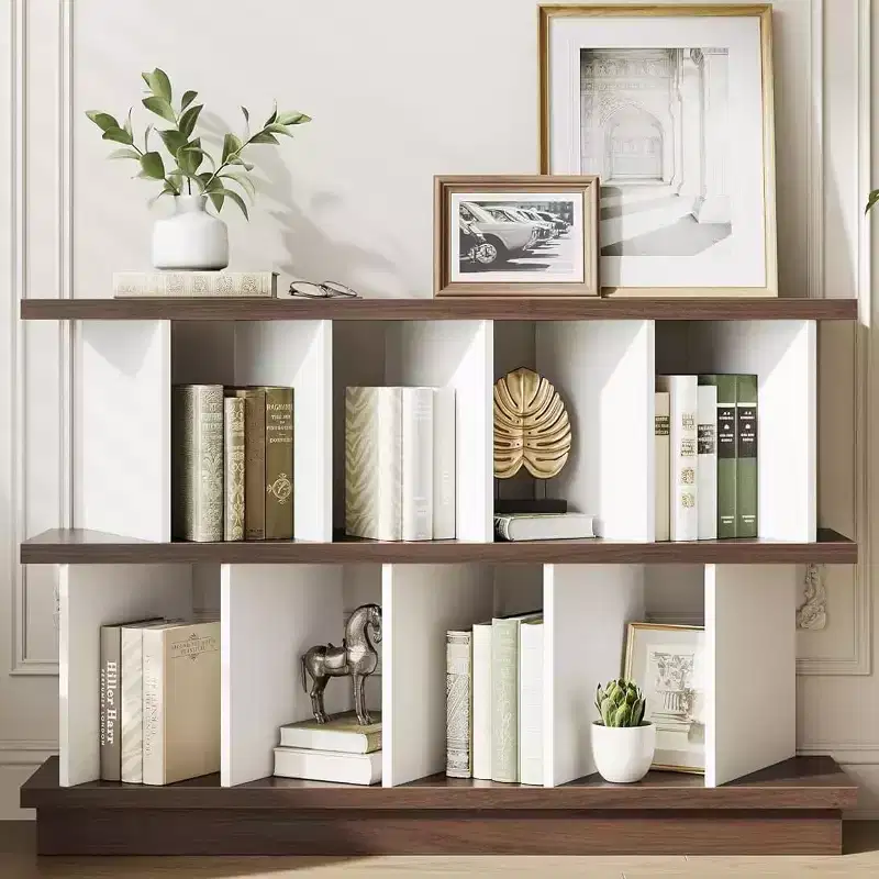 8 Cube Storage Shelf Organizer - Wood Low Bookshelf with 10 Removable Back Panels, Display Storage Bookcase for Living Room, Bedroom, Entrance Hall