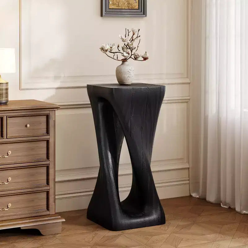 NAYSAYE Sculptural Twist Outdoor Side Table Decorative Accent Surface for Patio Balcony Pool Side, 12.5*12.5*26.8