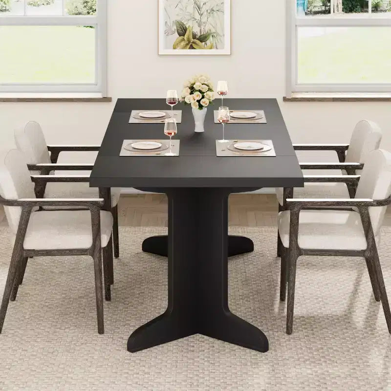 71-inch Dining Table for 6-8, Farmhouse Kitchen Table w/Large Tabletop, Rectangular Dinner Eating Table for Dining Room, Living Room