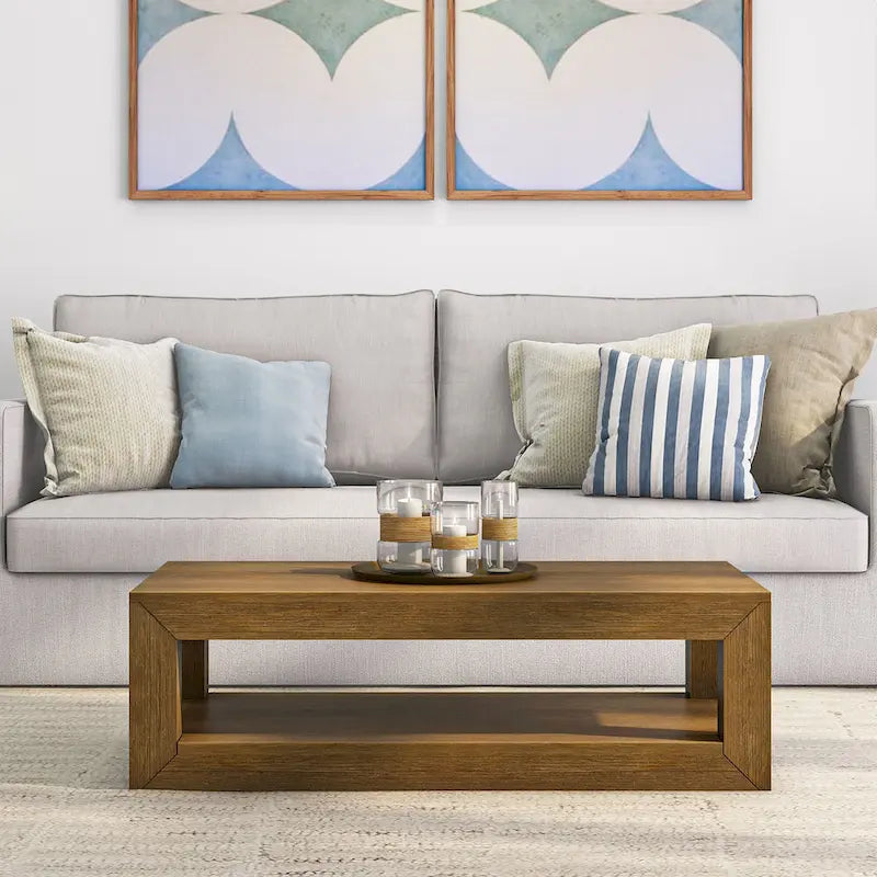 Modern Rectangular Coffee Table with Shelf