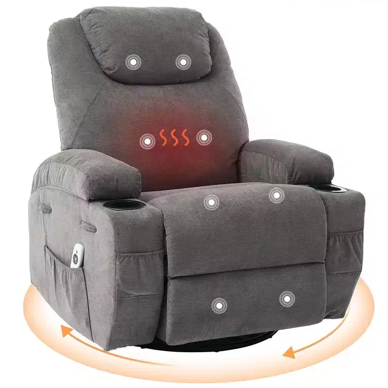 360 Swivel Rocker Recliner Chair with Massage and Heat