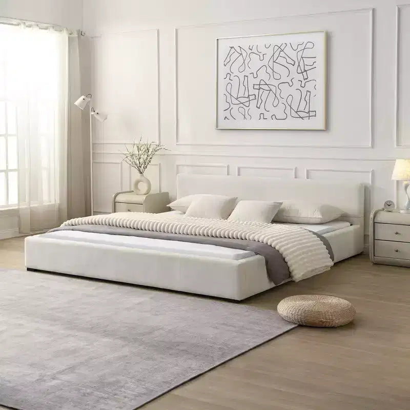 Christopher Knight Home Gianni Modern Upholstered Platform Bed with Wide-Edge Headboard