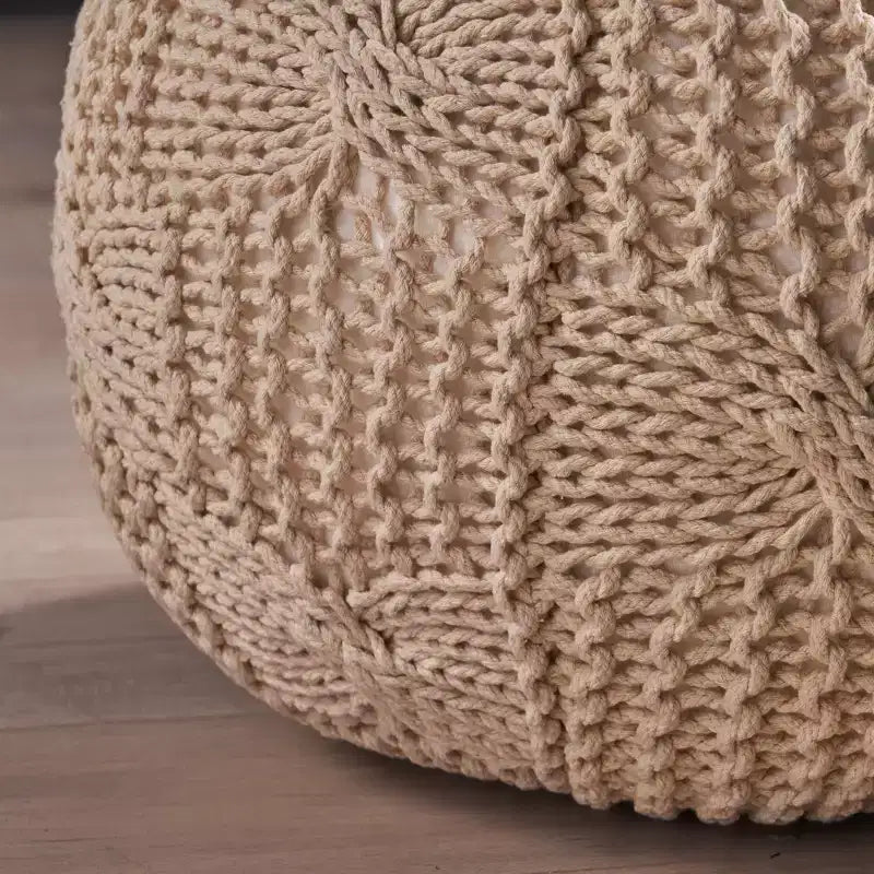 TUYOHW Round Knitted Cotton Pouf,20W x 13H Footrest Ottoman for Living Room,Accent Pouf with 200lbs Capacity,Home Decor
