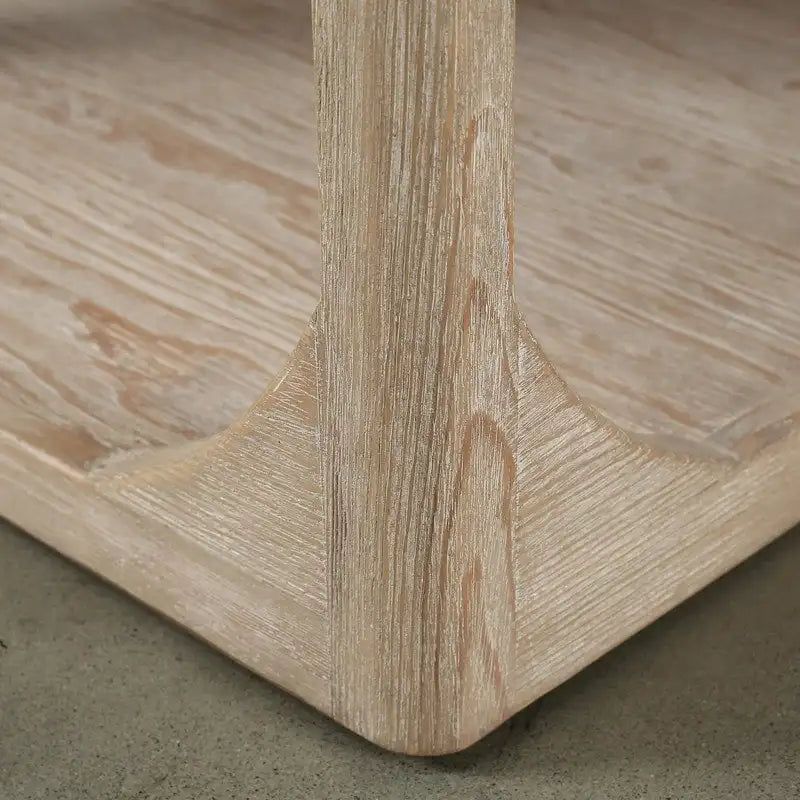 67 Handcrafted Reclaimed Wood Coffee Table, Weathered White Wash, Ming Style