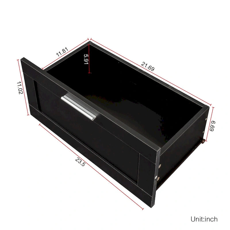 70.87 TV Stand | 3 Open Shelves & 3 Drawers | Black | High-Density Board | Fits 80 TV