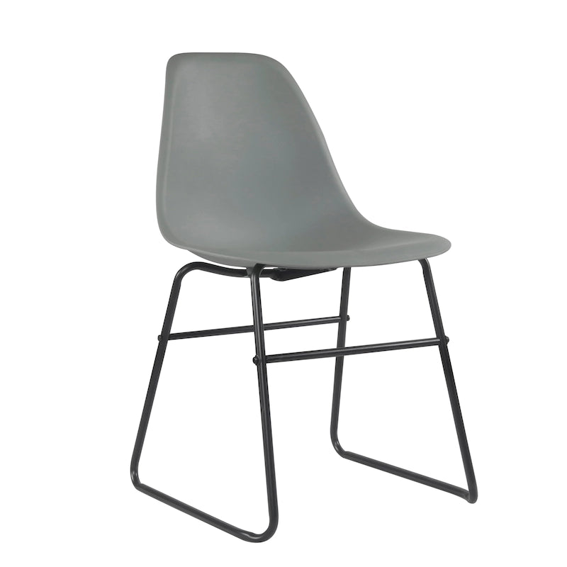 Modern Armless Dining Chairs with Iron Legs, Set of 2