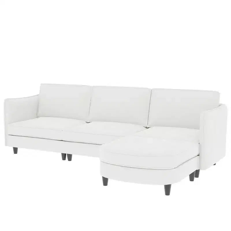 Homy Casa Modern L-Shaped Sectional Sofa with Chaise Lounge and Soft Cushions, for Living Room or Apartment, Beige