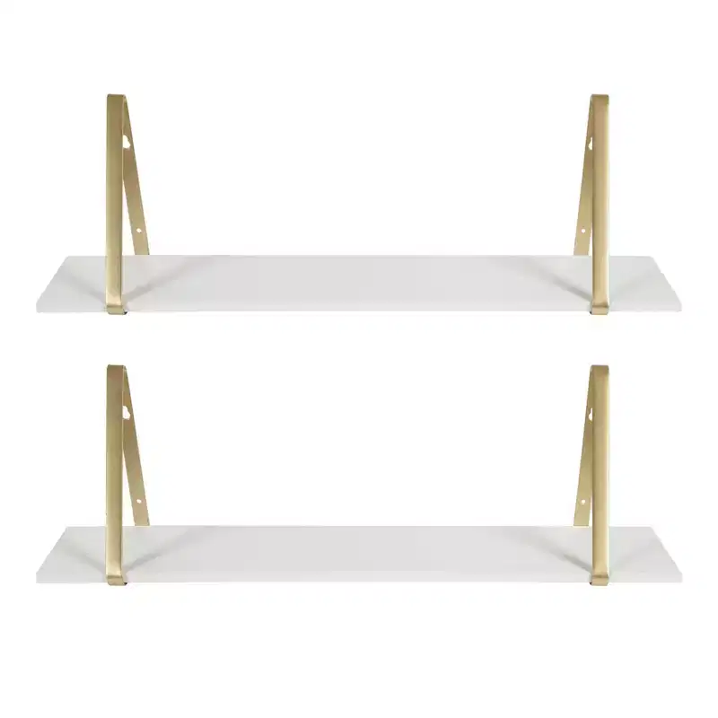 27.5 x 8.2 2pk Soloman Wooden Shelf Set with Brackets - Kate & Laurel All Things Decor