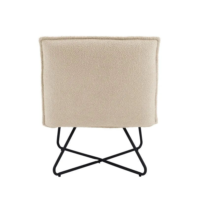 Pillow Accent Chair | Black Stripe Tan Fabric | Metal Wire Base | 26.5W Seat | Modern