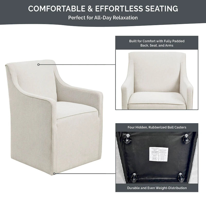 Dining Arm Chair with Casters
