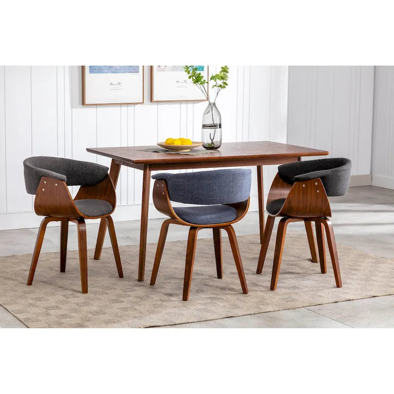 Fabric Dining Chair with Wooden Legs