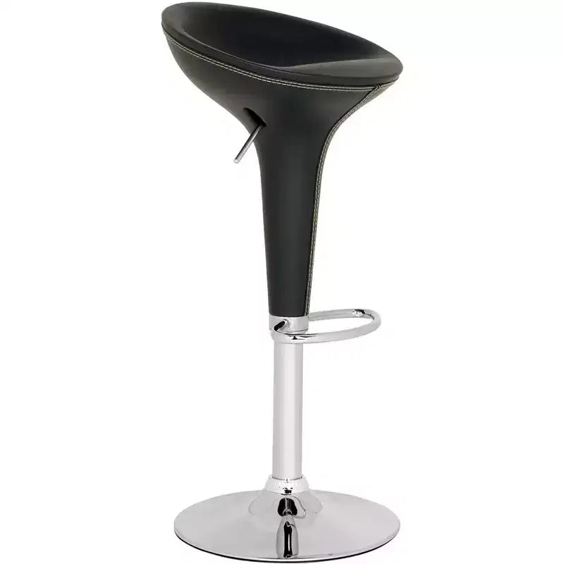 Alpha Leather Contemporary Bombo Style Adjustable Barstool