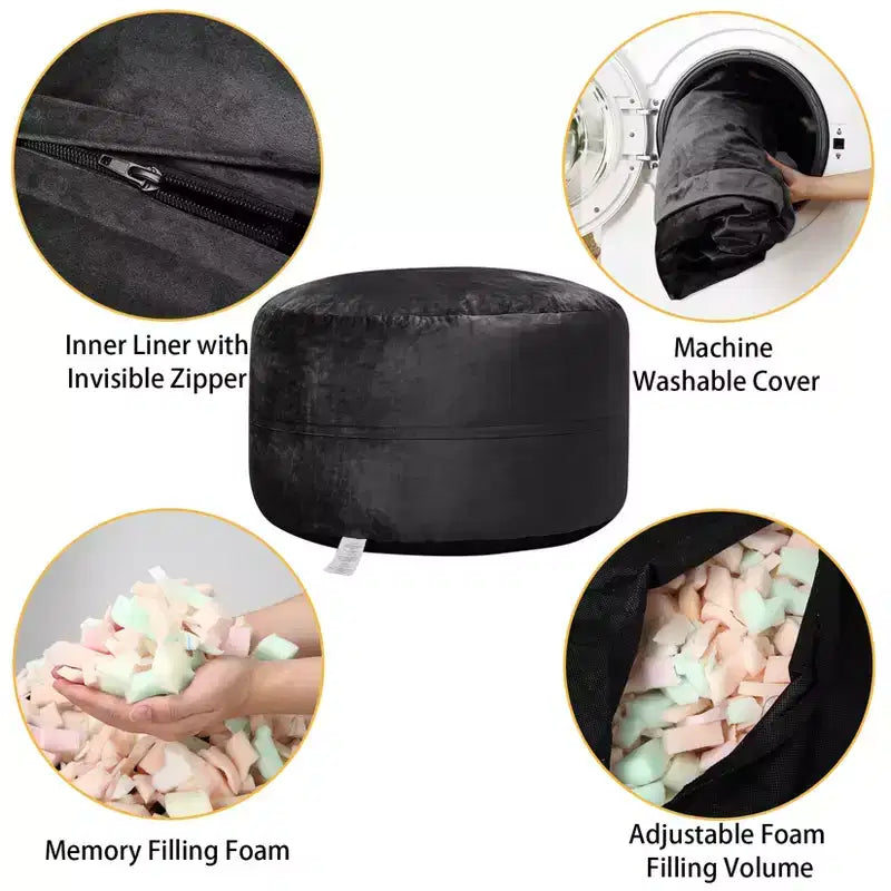 4 Ft Large Bean Bag Chair for Adults & Teens - Shredded Foam Fill, Soft Velvet Fabric