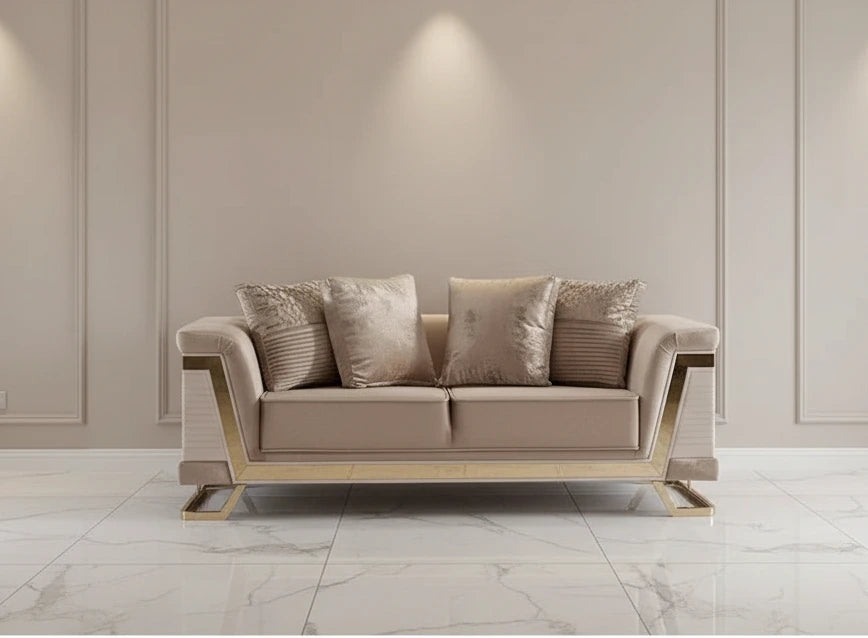 Modern Upholstered Velvet Loveseat Sofa - 2-Seater Couch with Tufted Back for Living Room