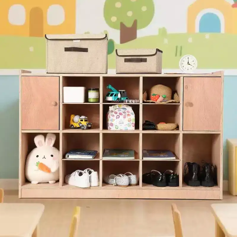GustoWave 12 Cubbies Storage Organizer with 2 Cabinet Doors Shelf for Kids Toys