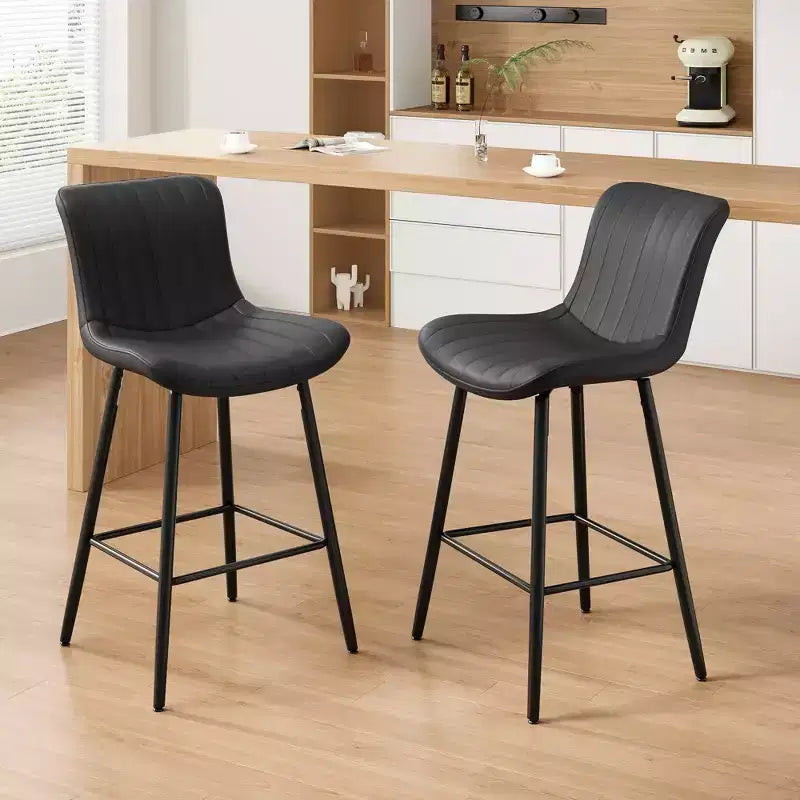 MAYEERTY Dining Chairs Set of 2 Faux Leather Metal Legs Kitchen & Dining Room Chairs for Dining Room Black