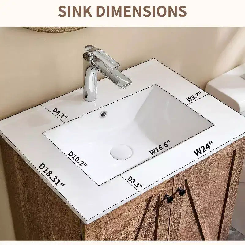 Mastgoal 24 Farmhouse Bathroom Vanity with Sink, Bathroom Dresser with Large Storage Drawer