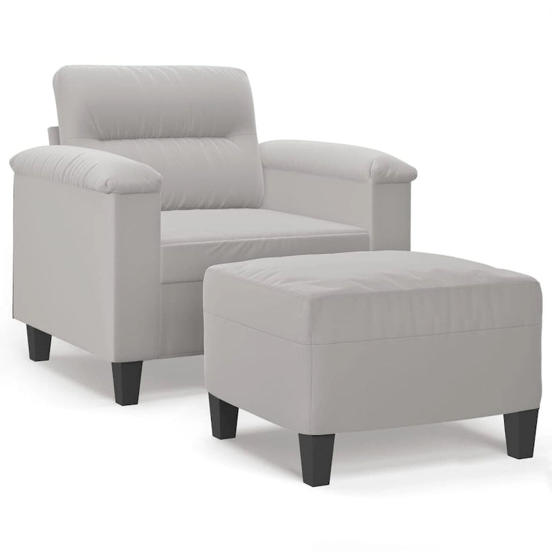 Modern Accent Upholstered Chair with Footstool Microfiber Fabric