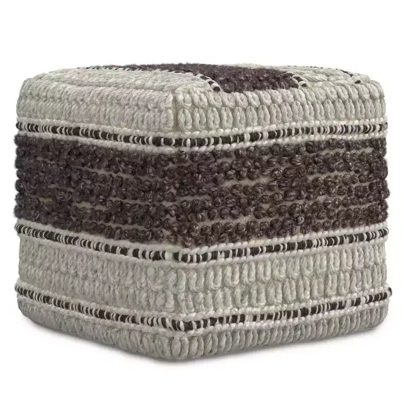 Magenta & Natural Square Pouf Ottoman – 1-Seat