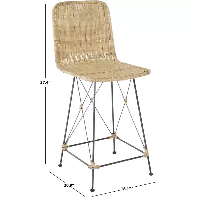 Weaved Rattan Counter Stool Set of 2