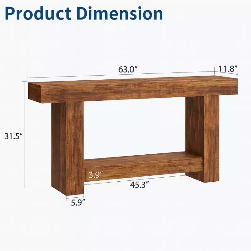 Console Table for Entryway, Wood Farmhouse Console Table for Living Room, 2-Tier Large Sofa Table with Storage,