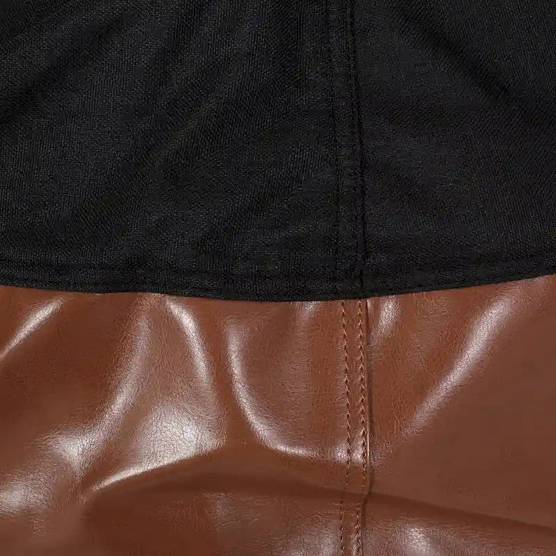 Modern 5 Foot Two Toned Fabric and Faux Leather Bean Bag