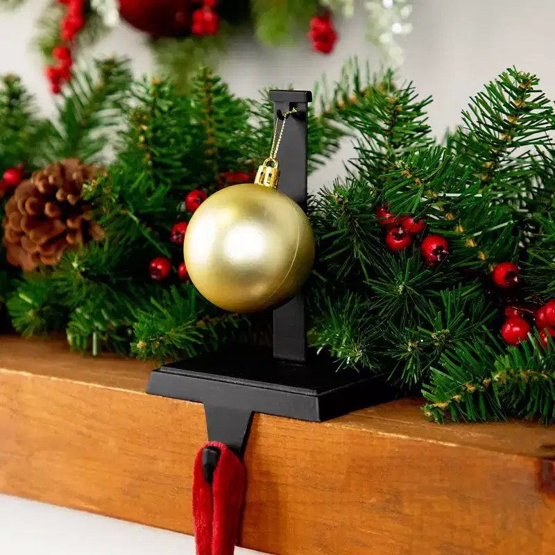 Northlight Christmas Stocking Holder with Ornament Hanger - 6.75 - Matte Black