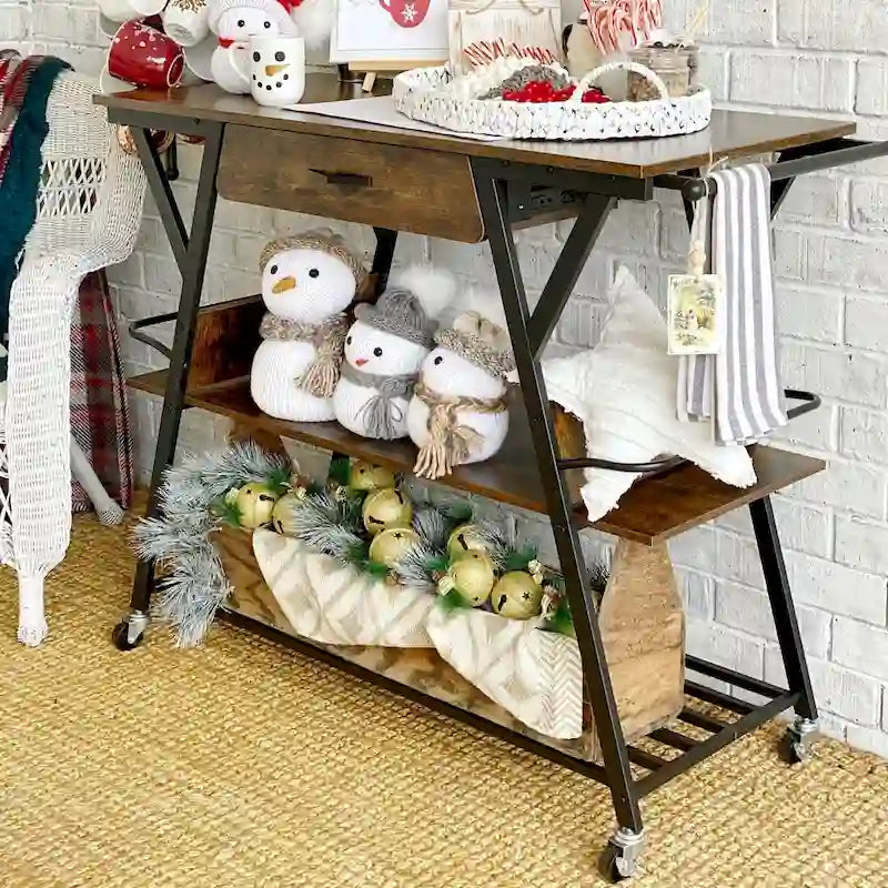 41.7 inch Wide Rolling Kitchen Island with Drawer
