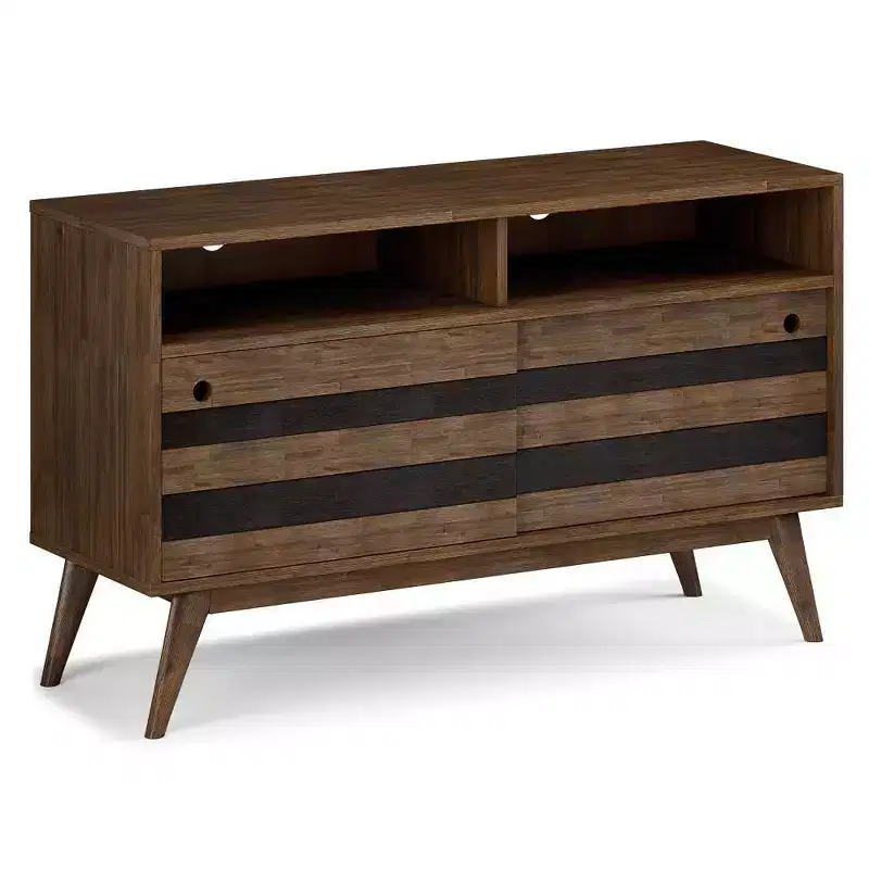 Wright TV Stand for TVs up to 60" Rustic Natural Aged Brown - WyndenHall: Acacia Wood, Cable Management, Adjustable Shelves