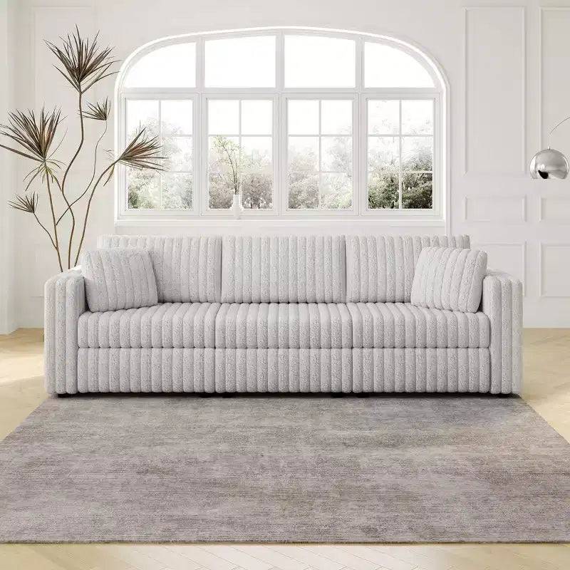 Okak Modern Pull-out Foldable Sofa Bed 54.33 Convertible Loveseat Sleeper Couch Futon with 3 lengths & Adjustable Backrest for Living Room