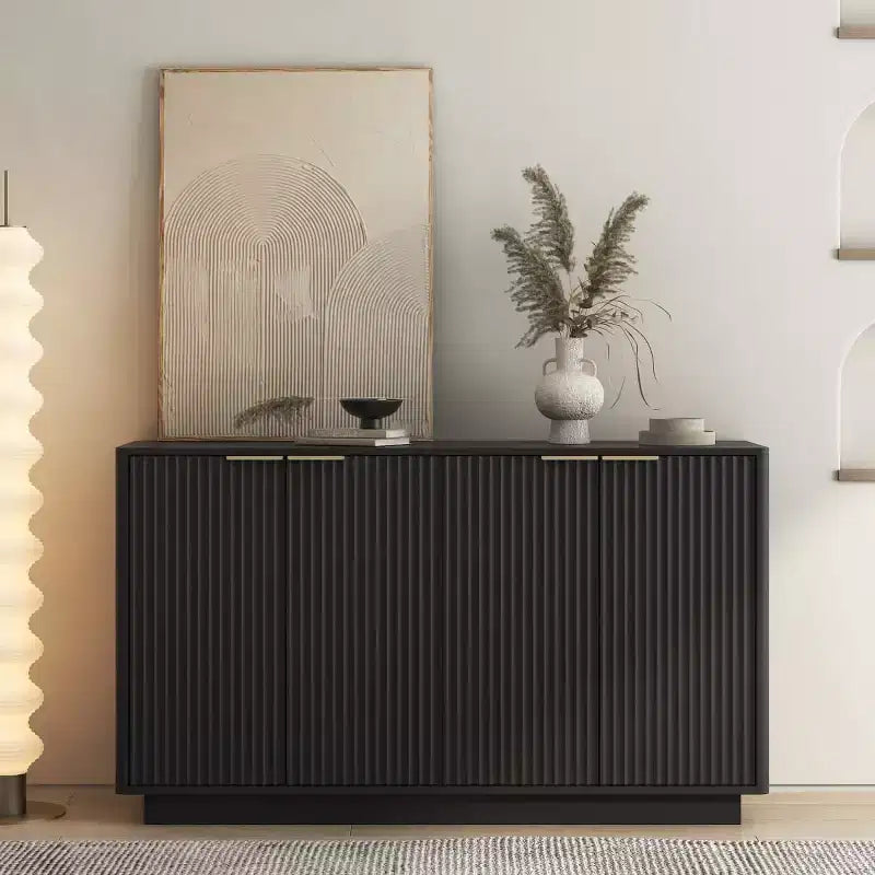 55 Modern Fluted Sideboard Buffet Cabinet with Doors and Adjustable Shelves, Storage Cabinet for Entryway, Dining Room or Living Room - Panipeachy