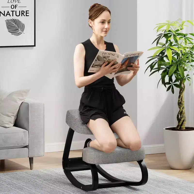 Costway Rocking Kneeling Chair Ergonomic Posture Correcting Back Pain Padded Cushion