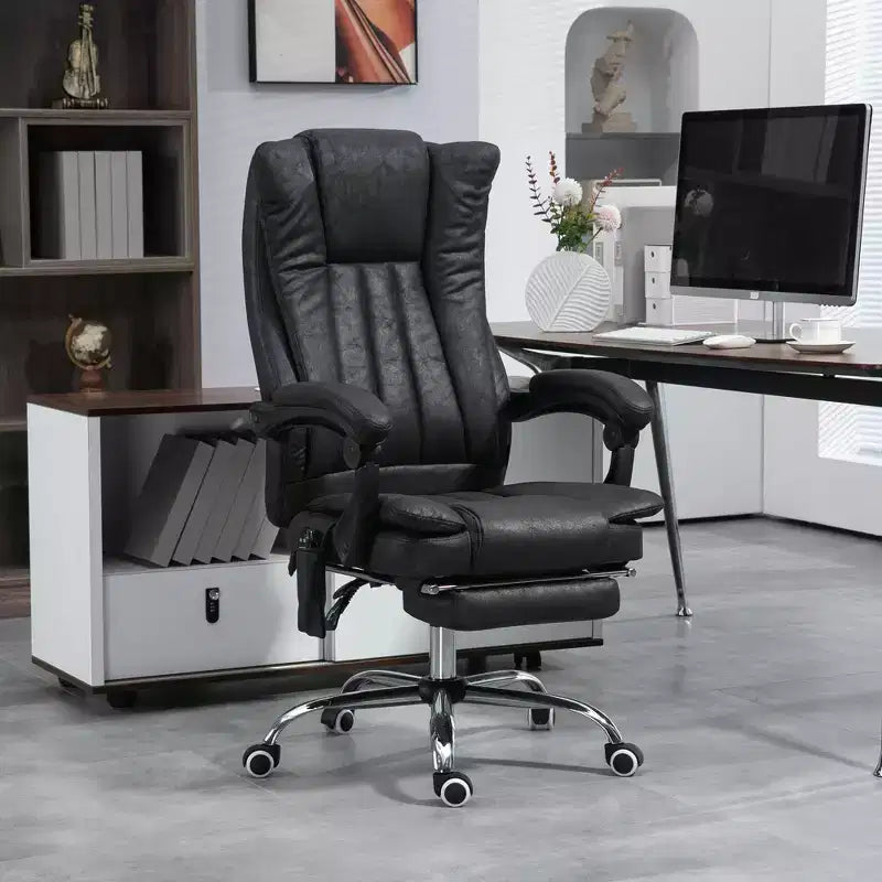 Massage Office Chair with 6 Points and Heat, Reclining Computer Chair with Adjustable Height and Footrest