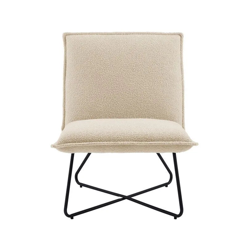 Pillow Accent Chair | Black Stripe Tan Fabric | Metal Wire Base | 26.5W Seat | Modern
