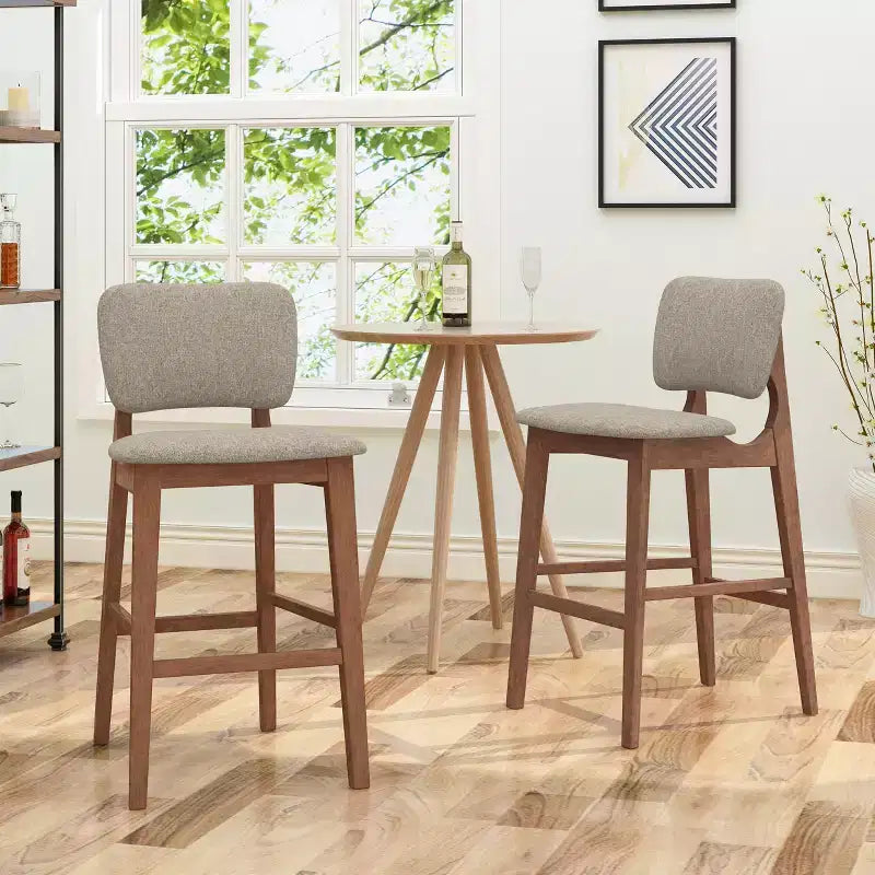Christopher Knight Home Tally Mid Century Modern Fabric Upholstered Wooden 30.5 Barstools (Set of 2)