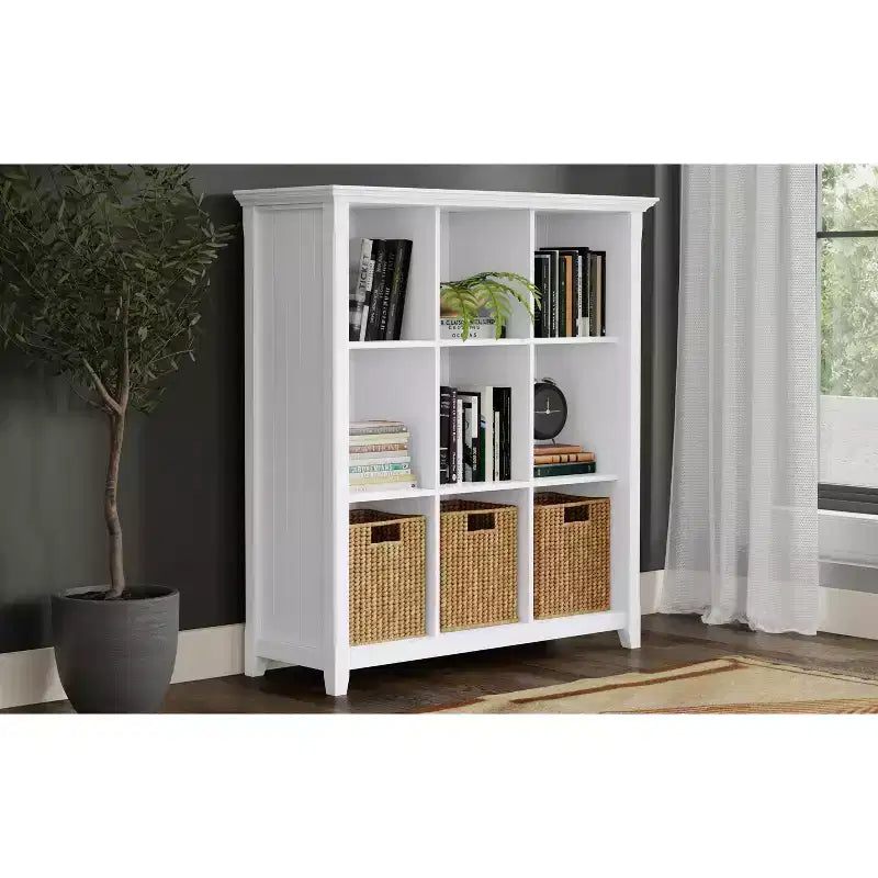 Normandy SOLID WOOD 48 inch x 44 inch Transitional 9 Cube Bookcase and Storage Unit