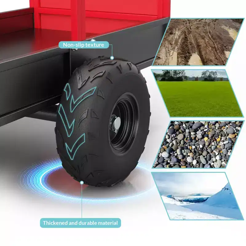 Heavy Duty 1700 lbs Utility ATV Dump Trailer - 17 Cu.Ft Steel Garden & Yard Cart - Removable Sides for Easy Loading - Pull Behind for Lawn Mowers