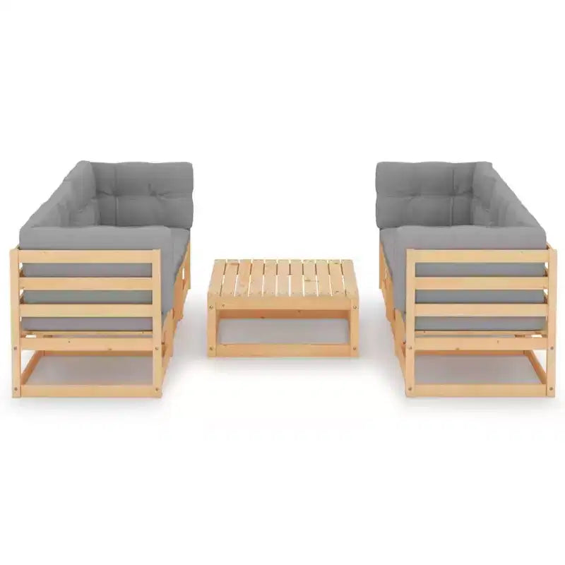 vidaXL Garden Lounge Set Natural wood, Grey