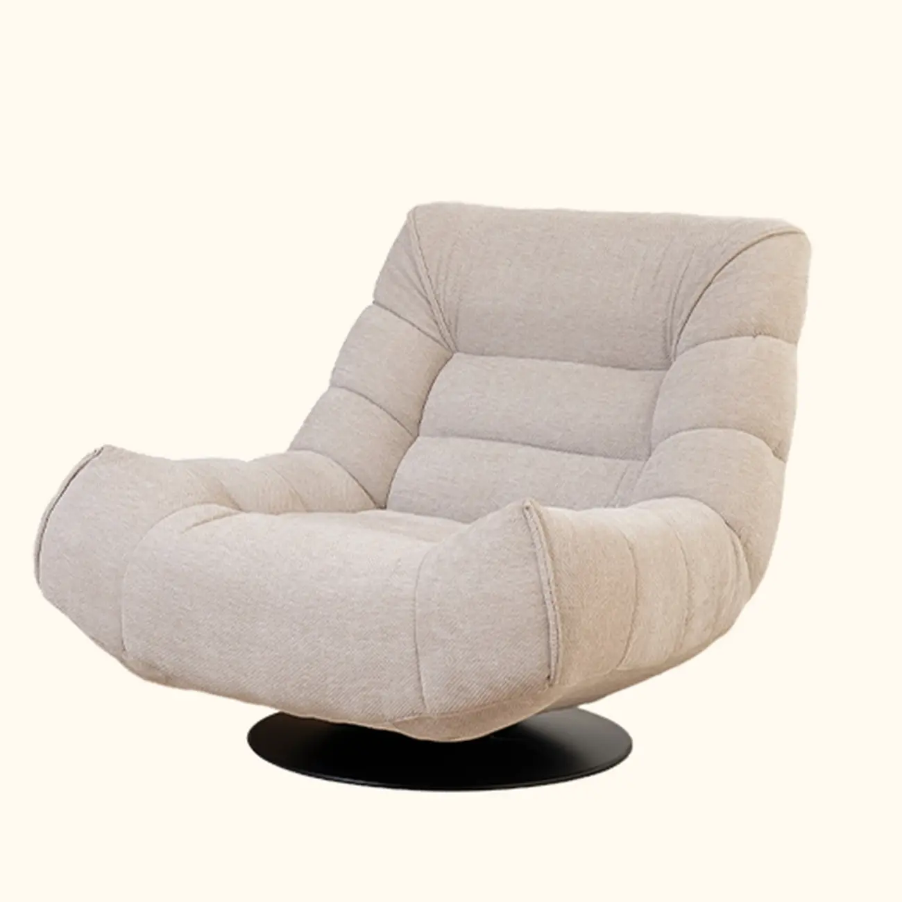 Fauteuil pivotant d'appoint en tissu chenille jaune.