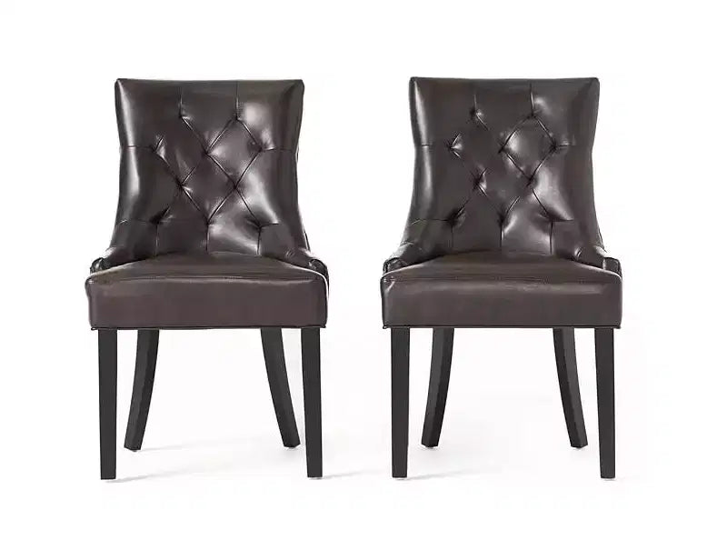 Dining Chairs Set of 2, Upholstered Side Chairs with Tufted Back and Wood Legs, Contemporary Kitchen Dining Room Chairs